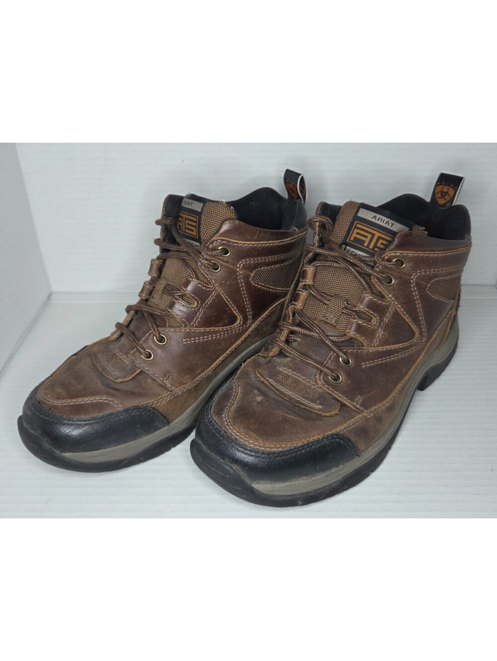 Ariat ATS Terrain Brown Leather Mens Boots Hiking Work Shoes (34524) Size 7.5 EE